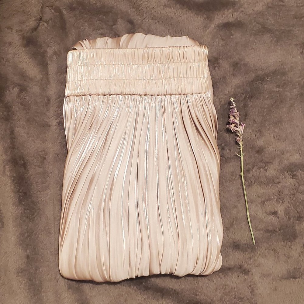 (New - Never Worn) Kate Spade New York Gold Lamé Pleated Midi Skirt